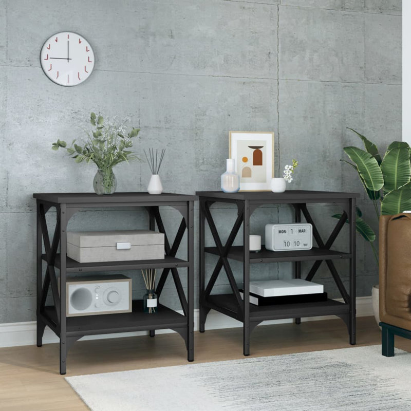 Dimitrios Side Table Set, Black, Black