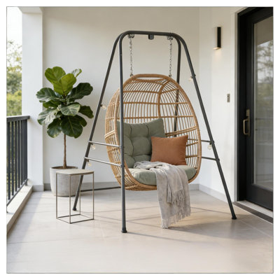 Gray Steel Outdoor Hanging Chair Stand with Reinforced Crossbar Design