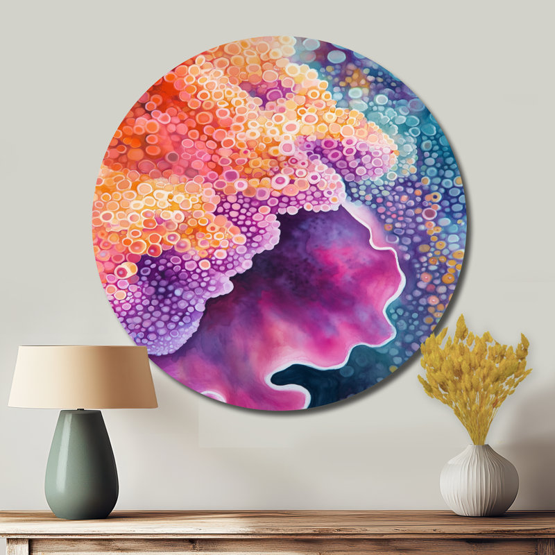 Gros plan corail fleuri - gros animaux ronds, art mural en métal, L 29 po x H 29 po