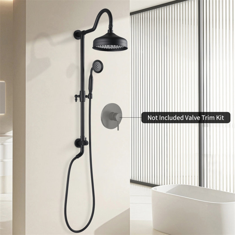 Shower Head With Handheld Shower System With 8" Rainfall Shower Head, Dual Shower Combo