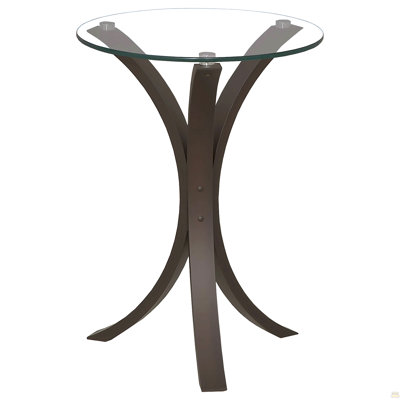 Helena Cappuccino Round Glass Top Accent Side Table