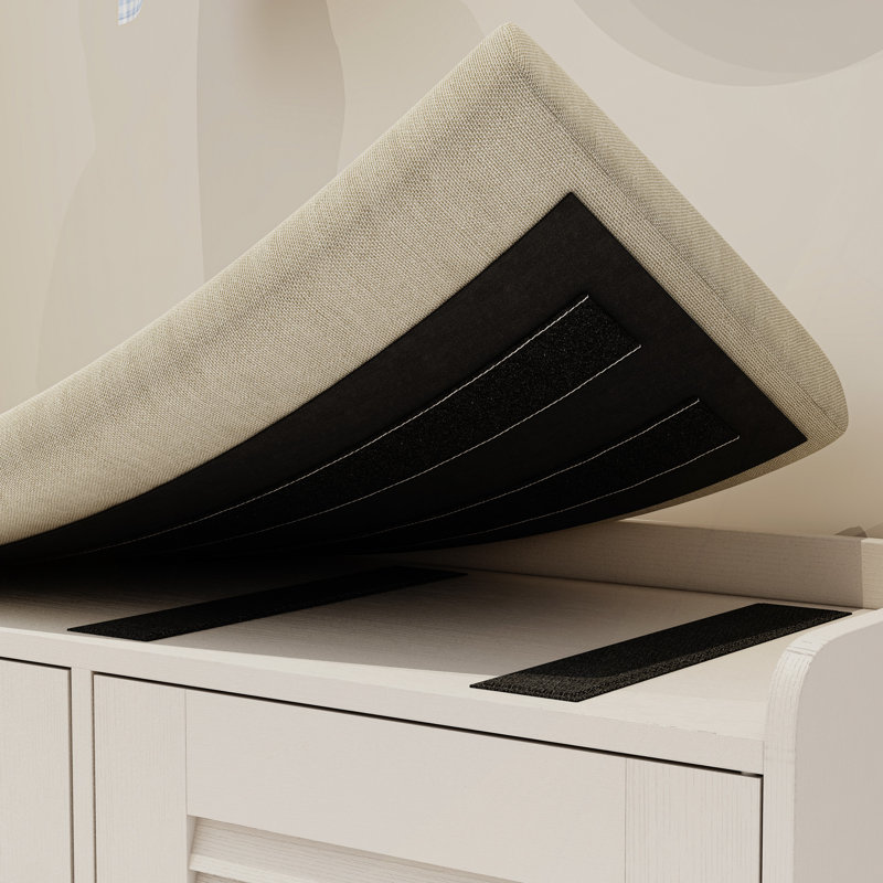 28.74"Shoe Storage Bench with 2 Door Cabinet, Entryway Bench with Shoe Storage, Shoe Bench with Cushion, Ancient White