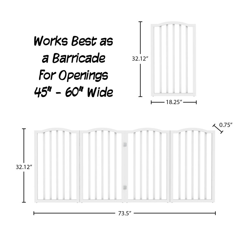 Wood Free Standing Pet Gate, White