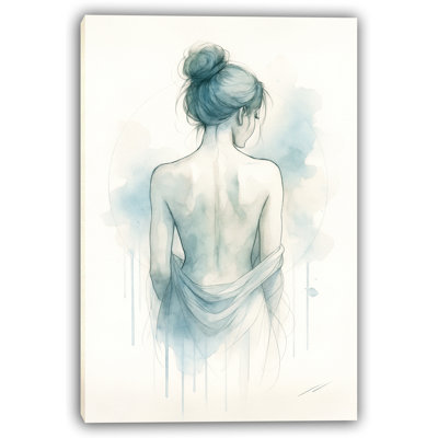 Whisper of Grace – Back Portrait in Soft Blue Wash