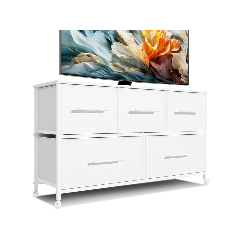 Tamaika 281.94cm W 5 - Drawer Chest of Drawers, White