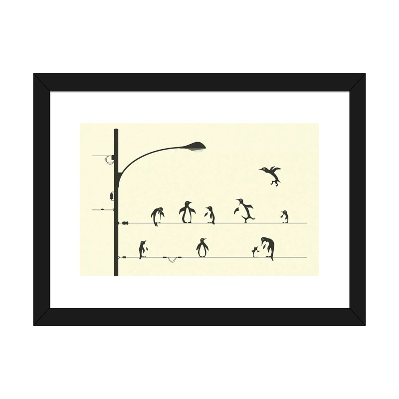 «Penguins on a Wire», art encadré, H 16 po x l 24 po x P 1 po, Black Framed Fine Art Paper