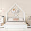 Grand lit plateforme en bois avec garde-corps et 2 tiroirs, blanc-124438615