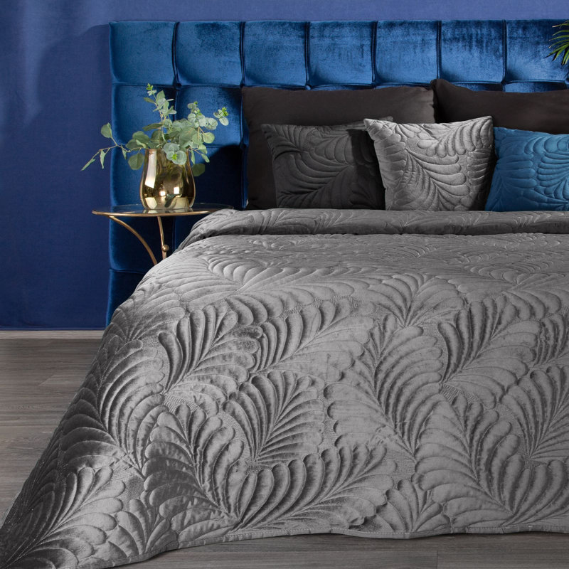 Mercer41 Purkey Floral Bedspread, W170 x L210cm, Silver