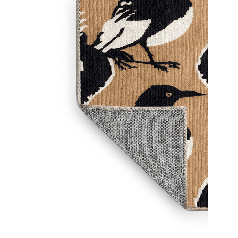 Washable Australian Magpie Birds Area Rug, Rectangle 5' x 7'