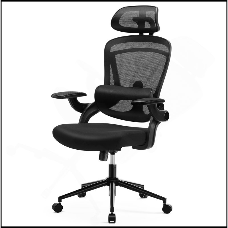 Chaise de bureau confortable à haut dossier avec fonctions réglables pour un soutien optimal, Noir