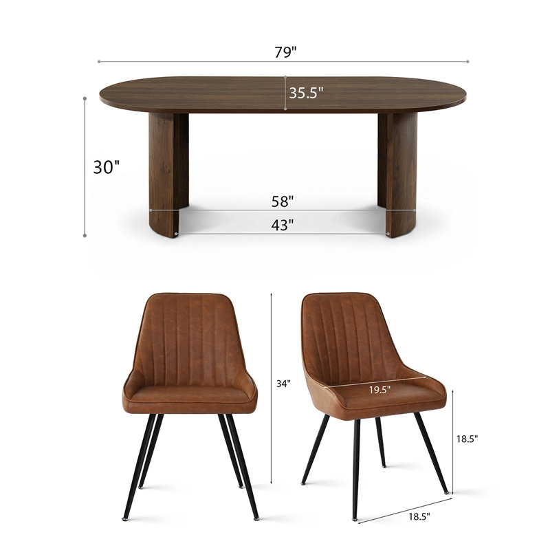 Ensemble de table de salle à manger 79 po Modern, Brown