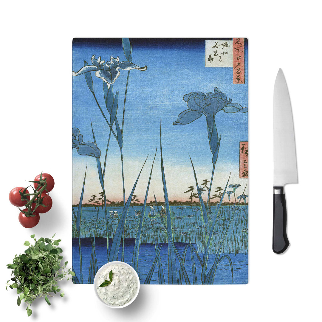 Tempered Glass The Irises by Utagawa Hiroshige Chopping Board
