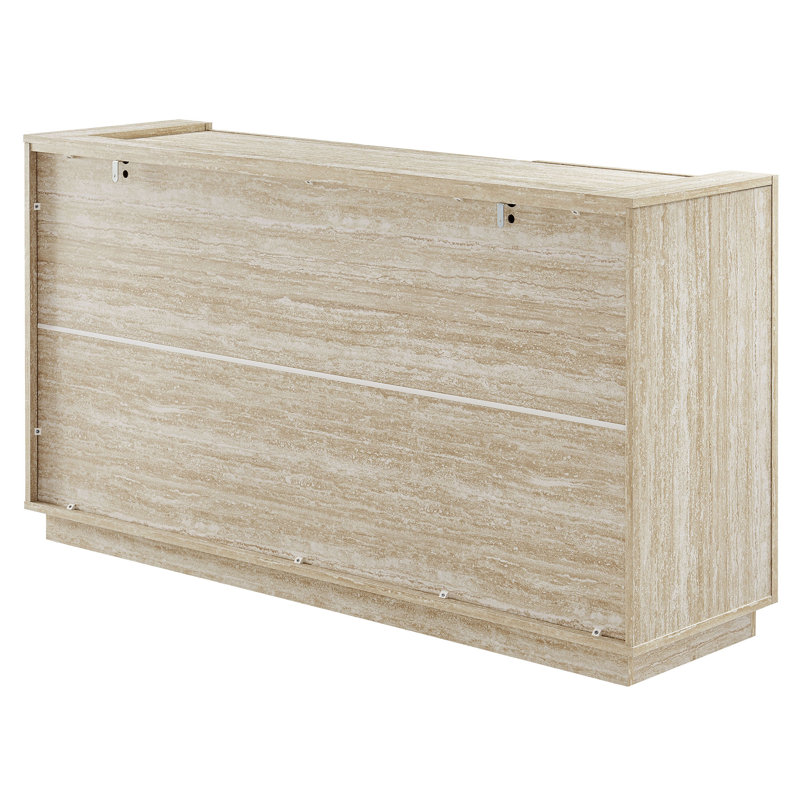 Haven 59" Beige Faux Travertine Sideboard with Adjustable Shelves