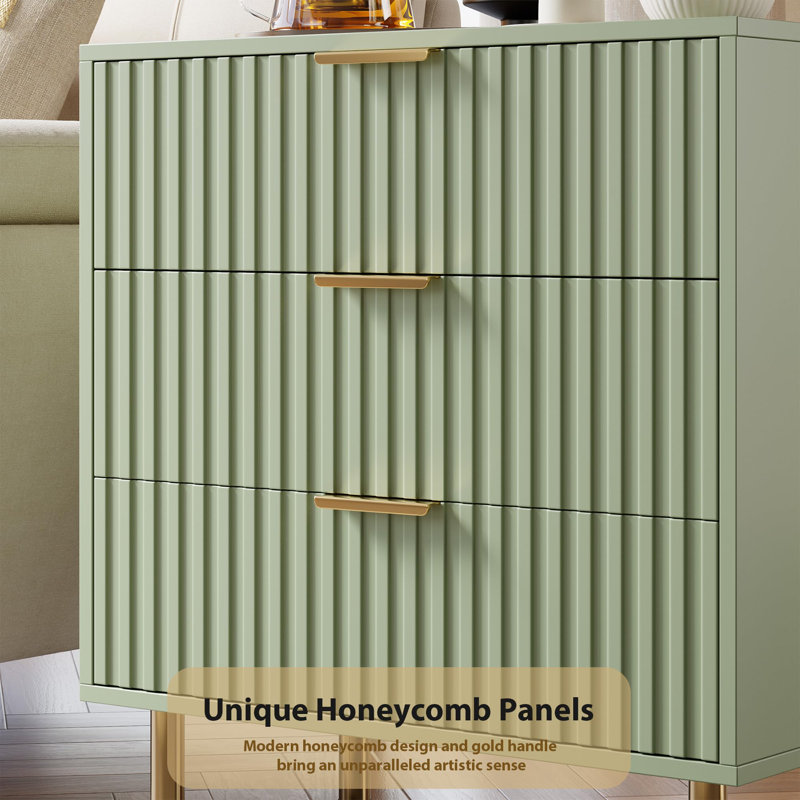 70.1cm W 3 - Drawer Chest of Drawers, Green