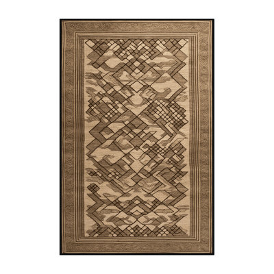 Machine Washable Art Deco Brown Area Rug