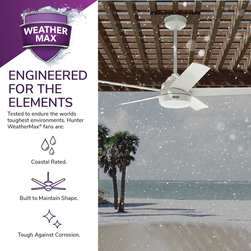 Skyflow 52" 5-Blade Standard WeatherMax Indoor/Outdoor Ceiling Fan with Lights and Wall Control, White
