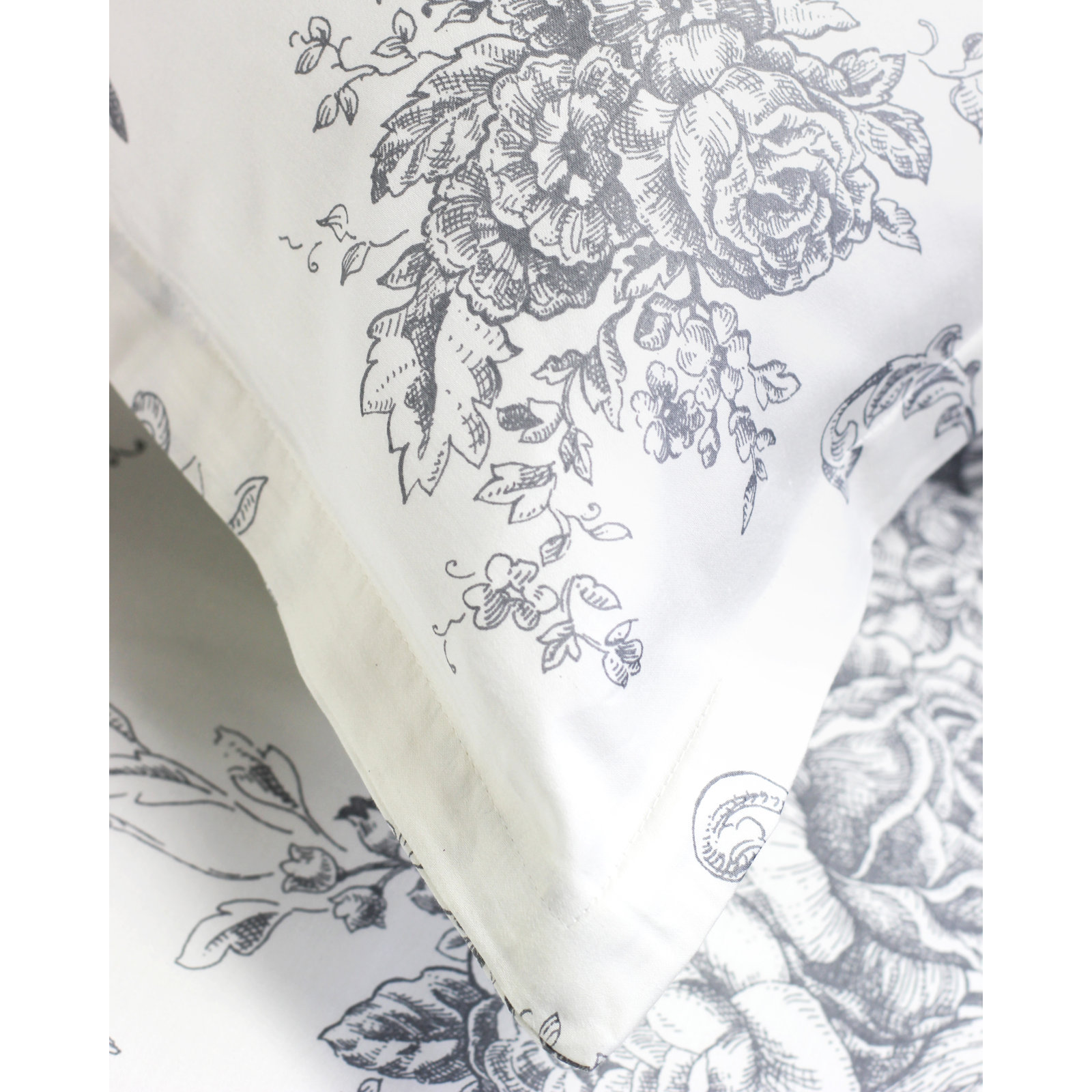 Benedictine Cotton Sateen Duvet Cover Set, Twin/Twin XL Duvet Cover + 1 Standard Sham, Gray