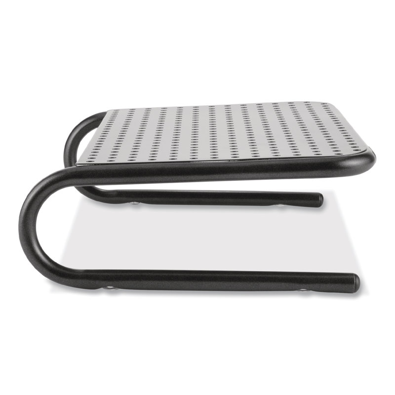 Pearl Black Steel Ergonomic Monitor Stand with Storage