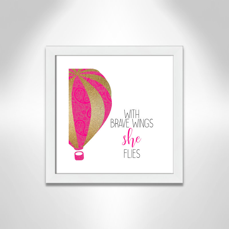 avec des ailes courageuses, impression sur papier, H 16 po x l 16 po x P 0,63 po, Cadre blanc