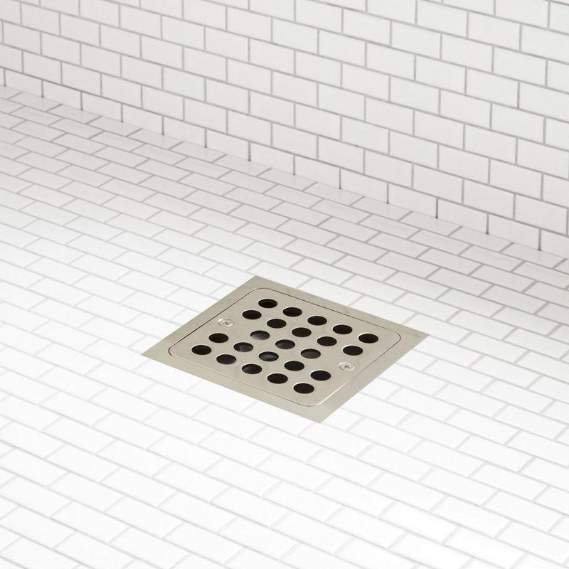 Signature Hardware Menlo Square Shower Drain, Brushed Gold, No