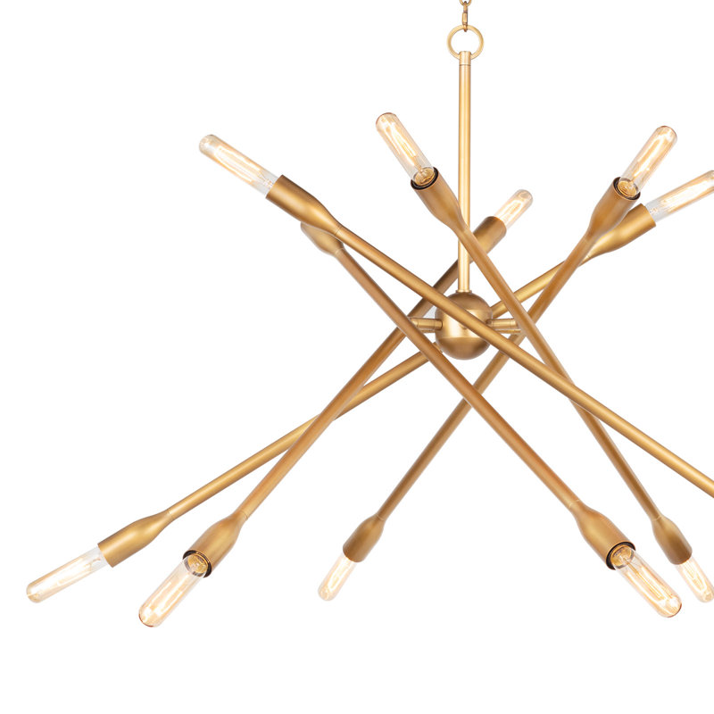 Cobra 12 - Light Chandelier, Natural Brass, 27" H x 43" W x 43" D