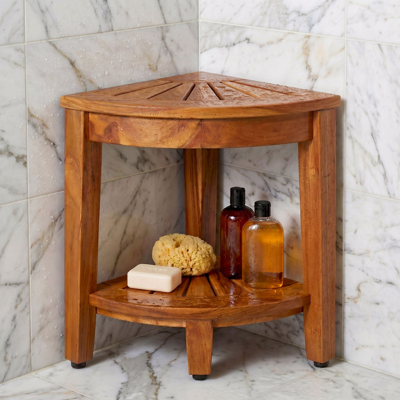 Kai Petite OptiAREA Teak Corner Stool, 17.5" H x 13" W x 13" D, Teak Oil