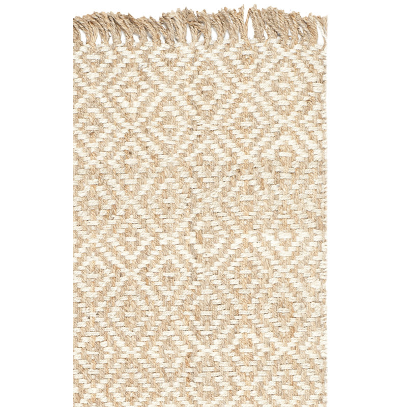 Jakwan Natural Fiber Hand Woven Jute Geometric Rug, Runner 2'6" x 8'