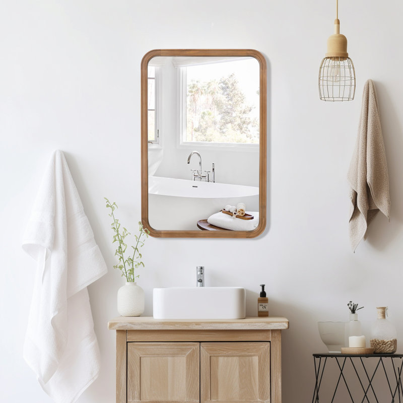 Miroir Reppond, 30 po x 20 po, Bois naturel