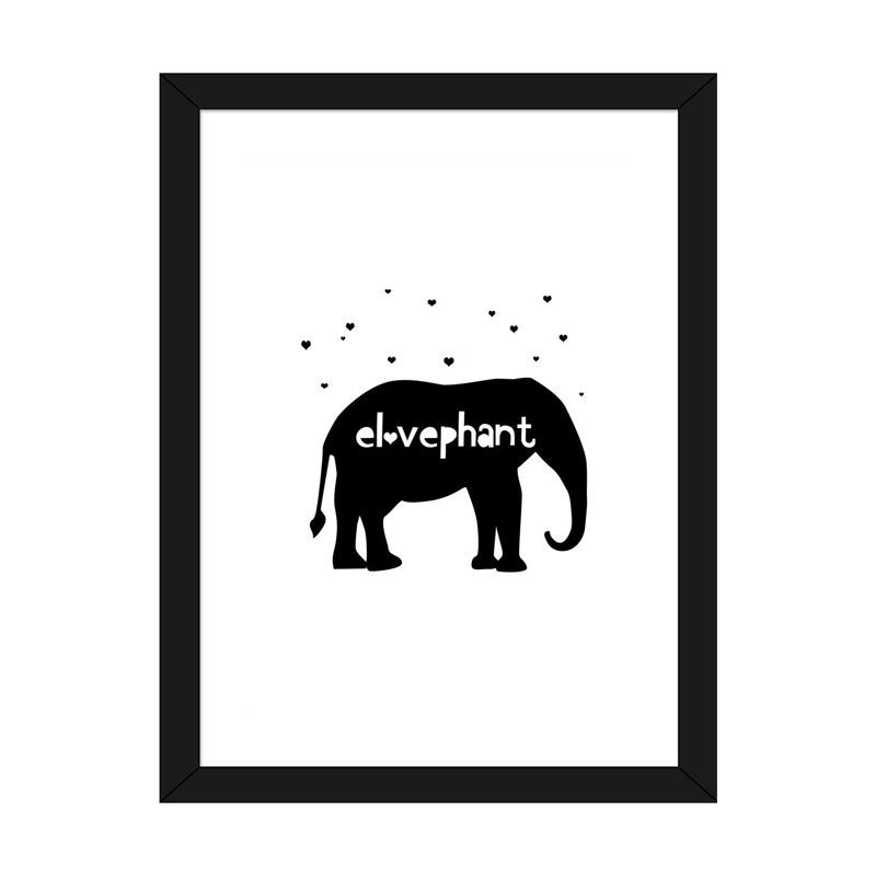 Éléphant, art sur toile, H 24 po x l 16 po x P 1 po, Papier encadré noir