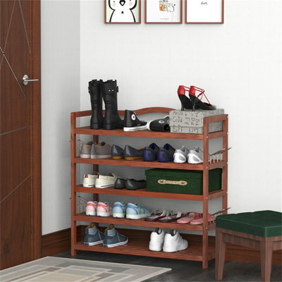 25 - Pair Solid Wood Shoe Rack