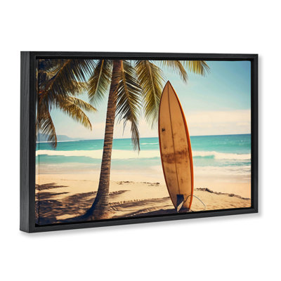 Surfboard Standing Near Shore Floating Frame, design by LSR Design Studio