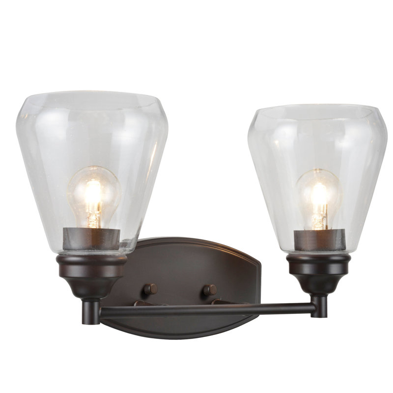 Éclairage pour meuble-lavabo 2 lumières en métal transitionnel Crosson, Bronze huilé