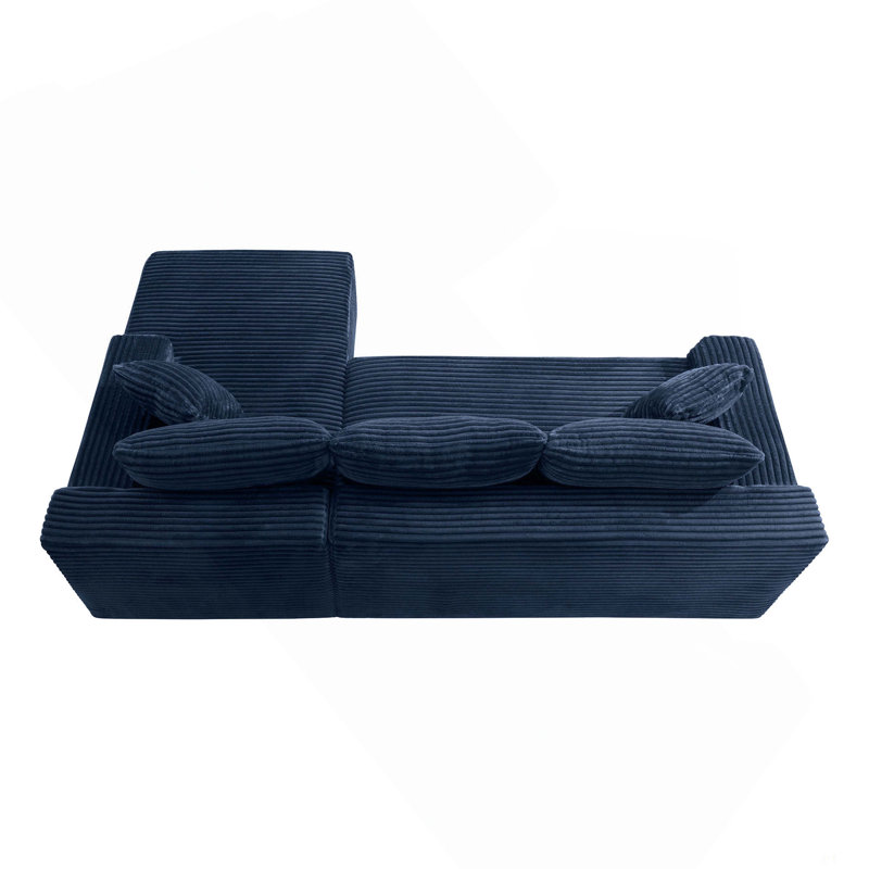 Canapé modulaire 106,3 po Cloud, Velours côtelé bleu, Orienté à droite
