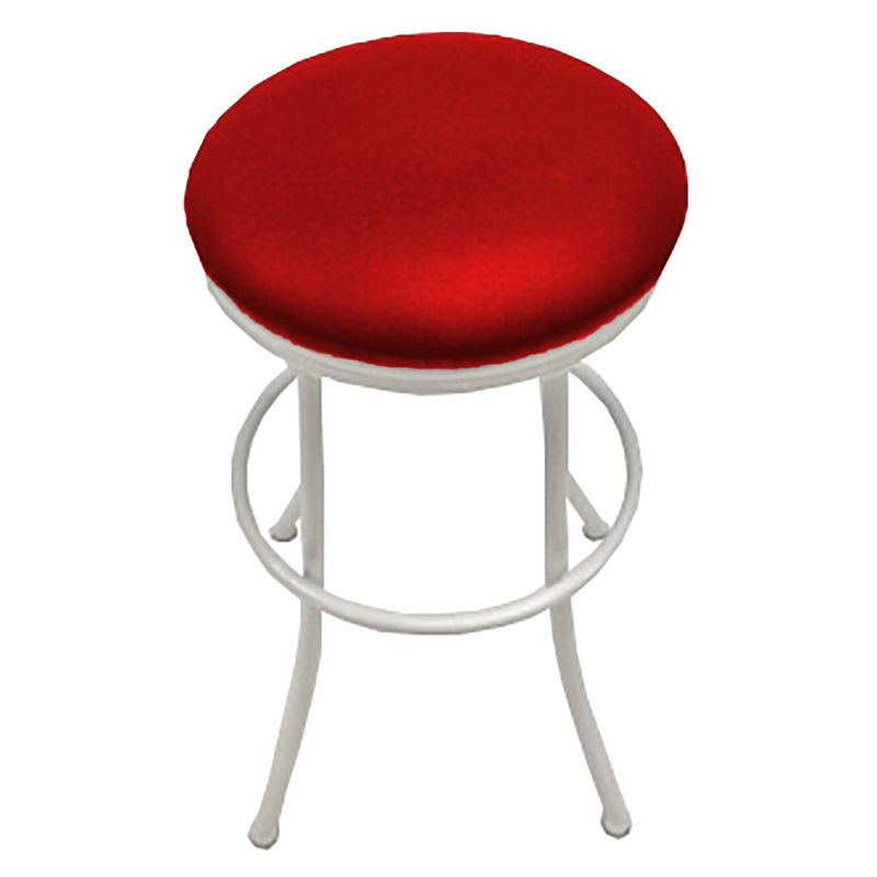 Cernobbio Swivel Upholstered Counter Stool with Metal Frame, Fire Red, Extra Tall (35" Seat Height), White