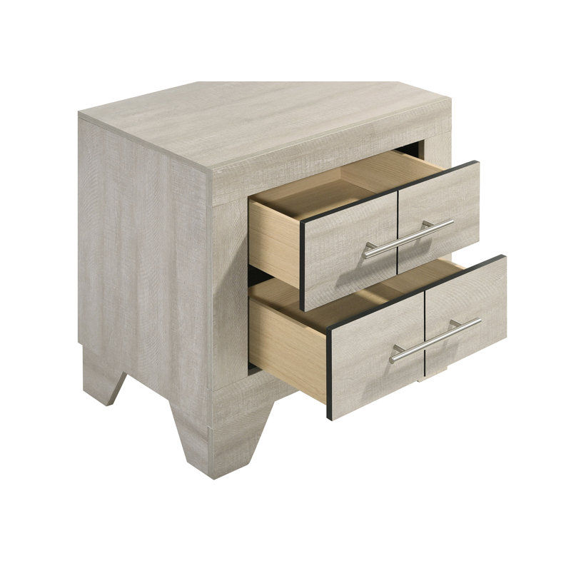 Hunsaker 2-drawer Nightstand Bedside Table Rustic Cream
