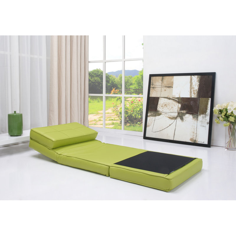 Avita 29.1'' Upholstered Convertible Chair, Green Faux Leather