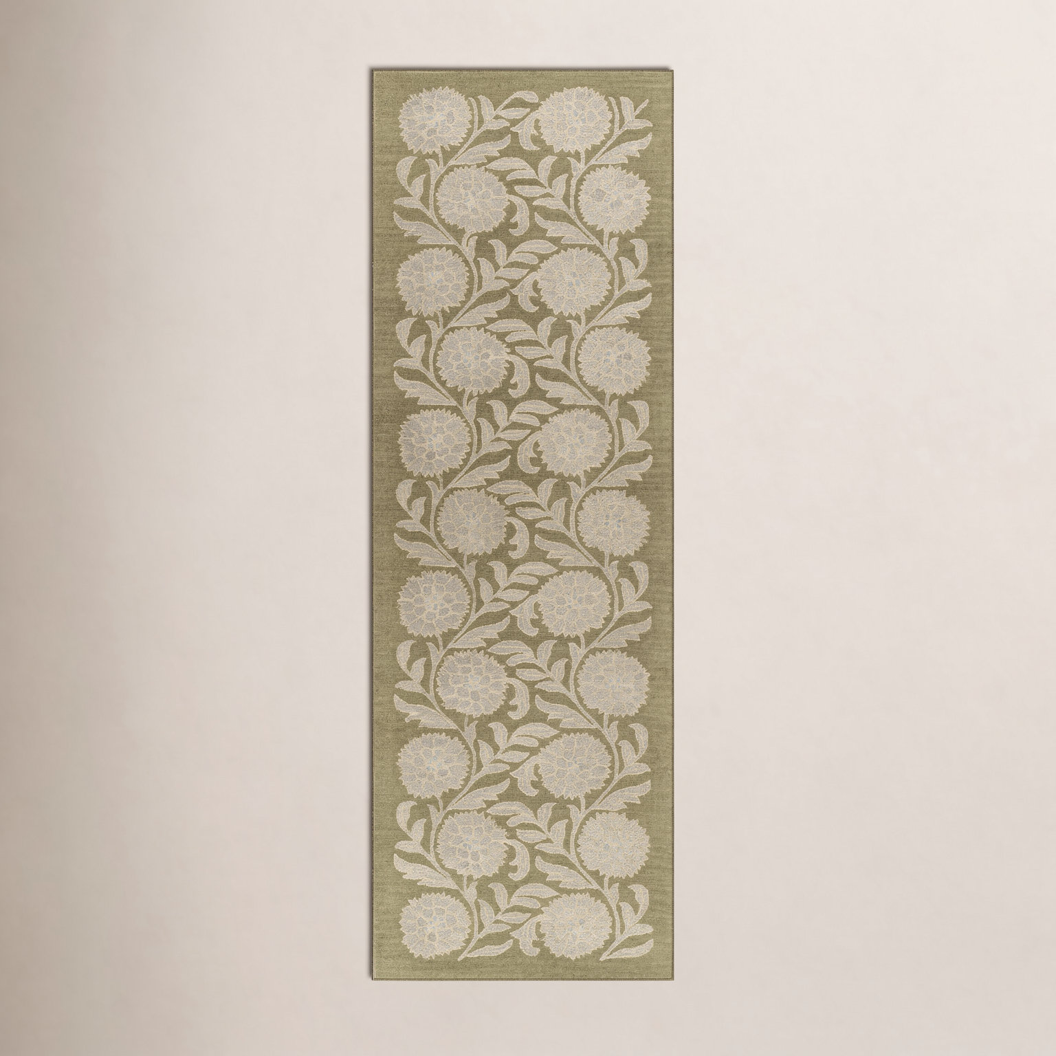 Eleanora Hand Tufted Wool Floral Green Area Rug, 2'6" X 8' Runner