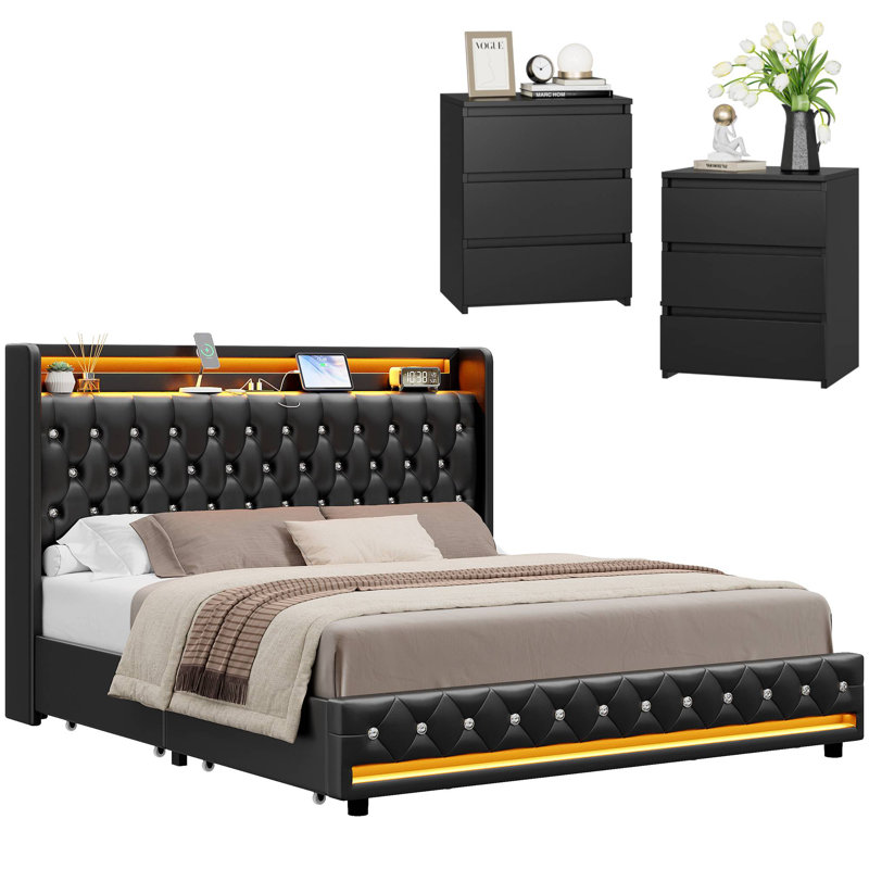 Ensemble de chambre à coucher 3 pièces, Très grand