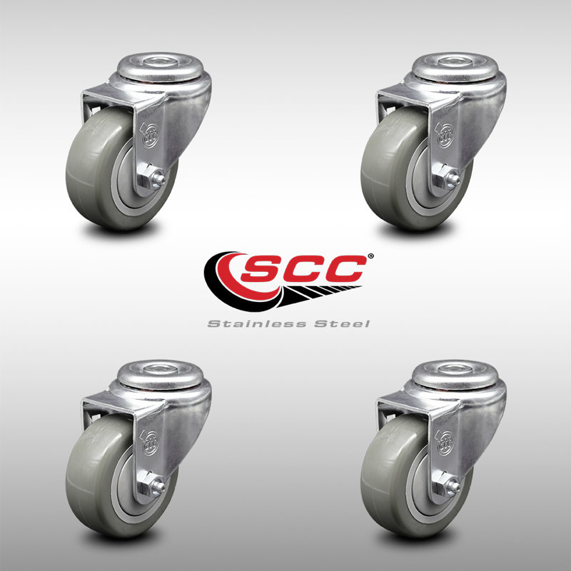 Polyurethane Swivel Bolt Hole Service Caster Set