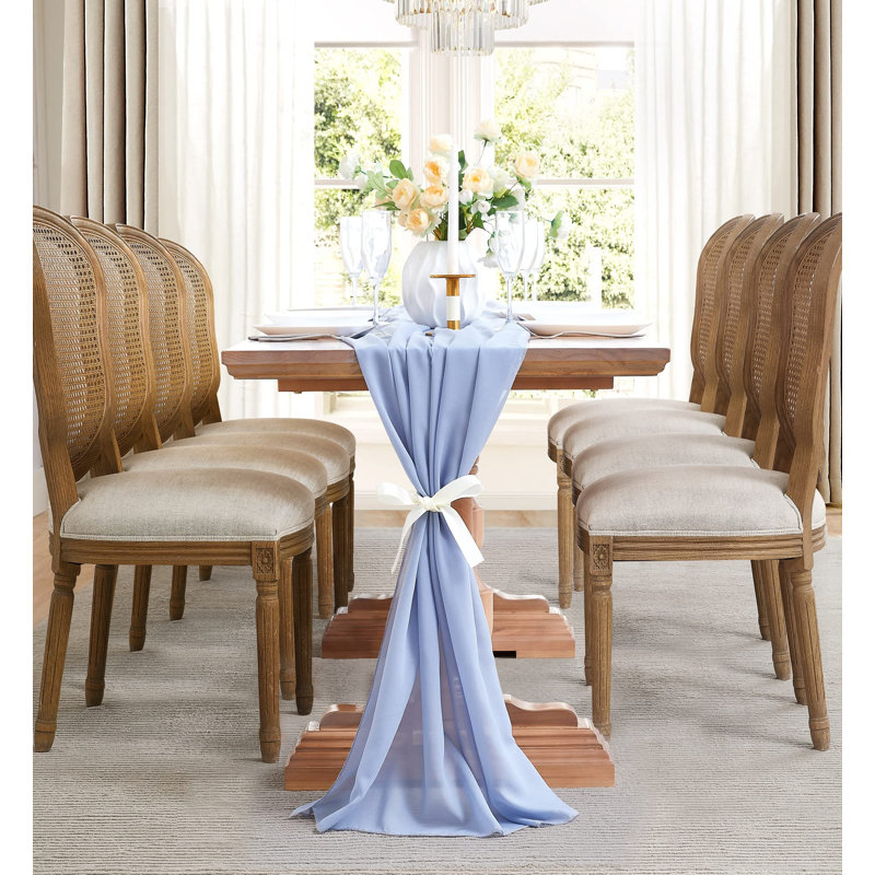 Cheatom Solid Wedding Table Runner, 192" L x 35" W, Dusty Blue