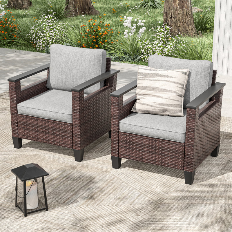 2 Piece Wicker Patio Sofa Set, Linen Gray