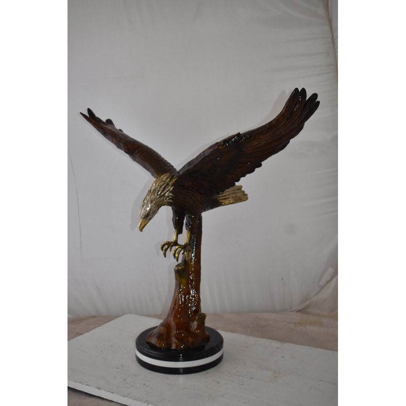 Eagle Flying And Looking Down For Prey Bronze Statue Size: 29" X 17" X 28"H