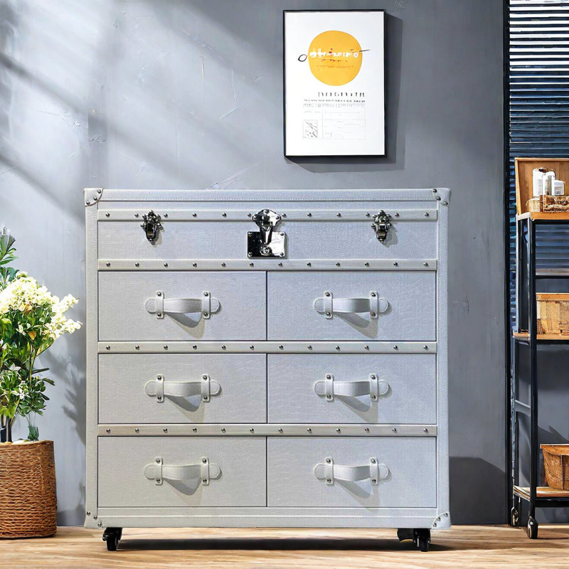 Industrial Style Sideboard With Multiple Drawers 39.37'' W Dresser