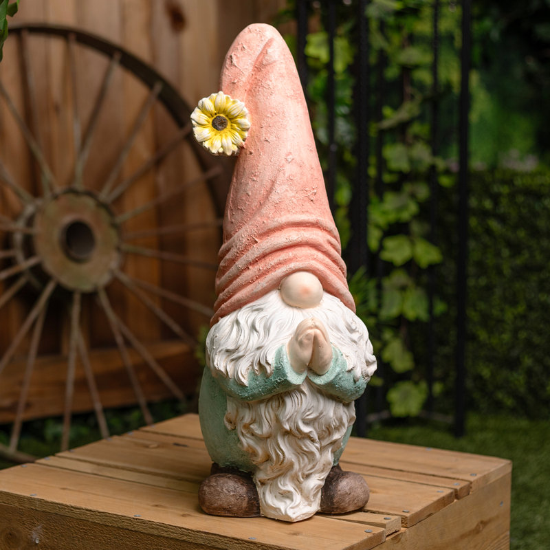 Statue 23 "gnome en prière avec tournesol