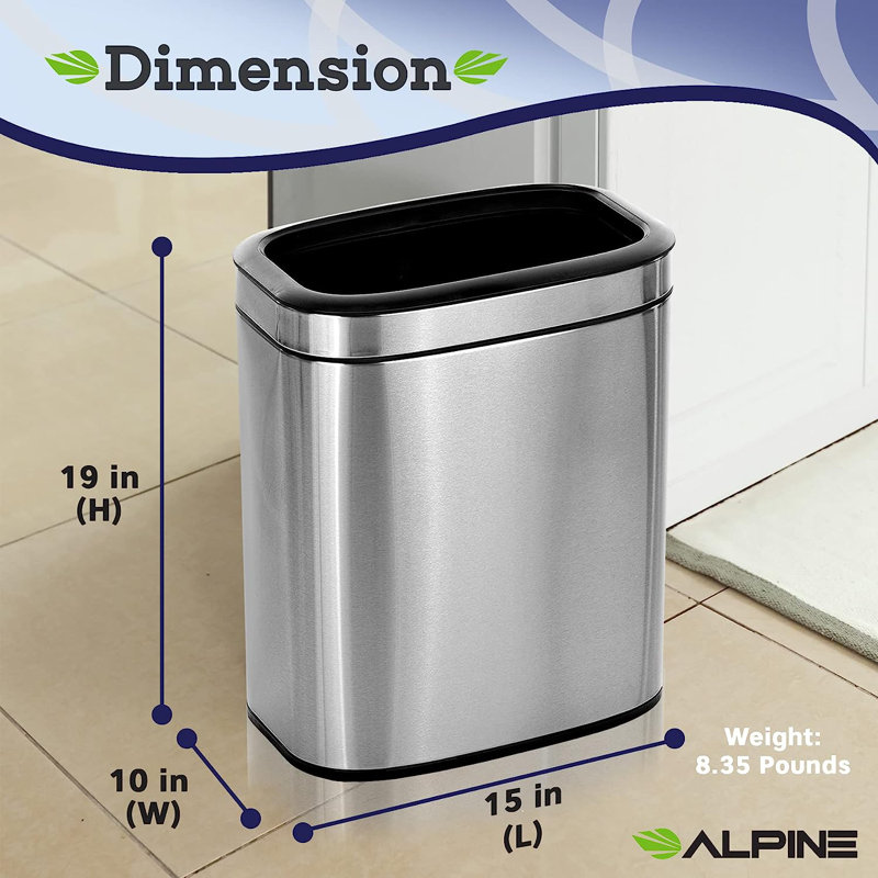 Poubelle d'intérieur en acier inoxydable, 5,3 gallons
