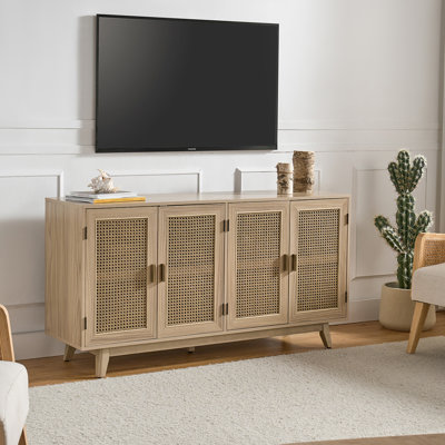 56.8" W Solid and Manufactured Wood TV Stand 