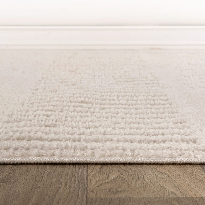 Tapis d'intérieur tissé à la main à tissage vertical perlé vertical, Blanc, 4 pi x 6 pi