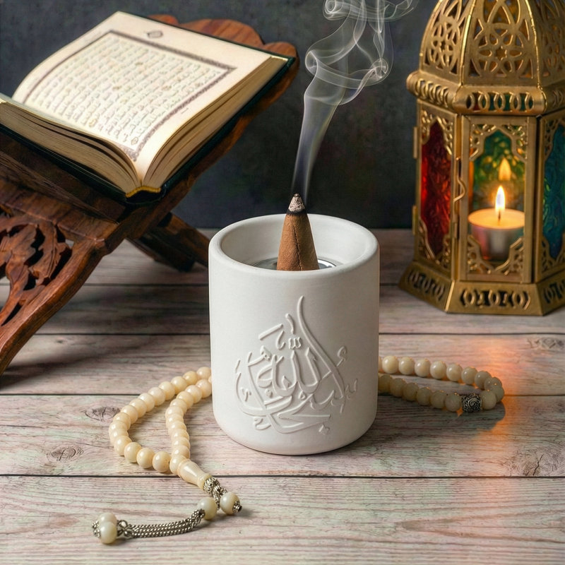 Brûleur d'encens en pierre Thuluth Calligraphy