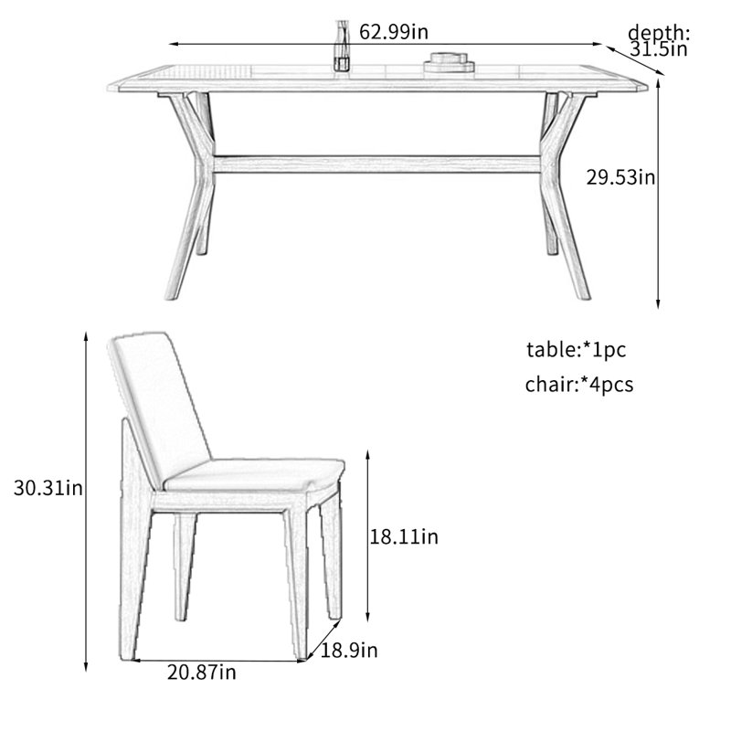 Inlaid Rock Plate Dining Table Sets., 29.53"H x 62.99"L x 31.5"W
