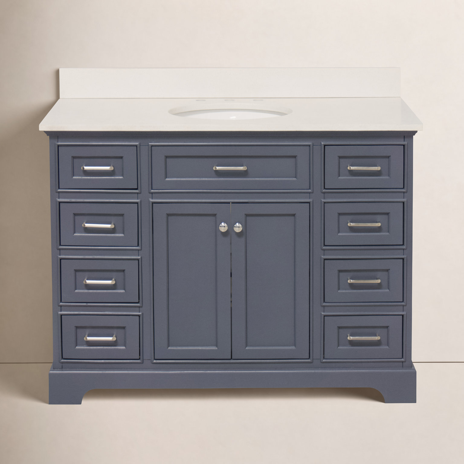 Ronnie 48'' Single Bathroom Vanity, Marine Gray, Quartz